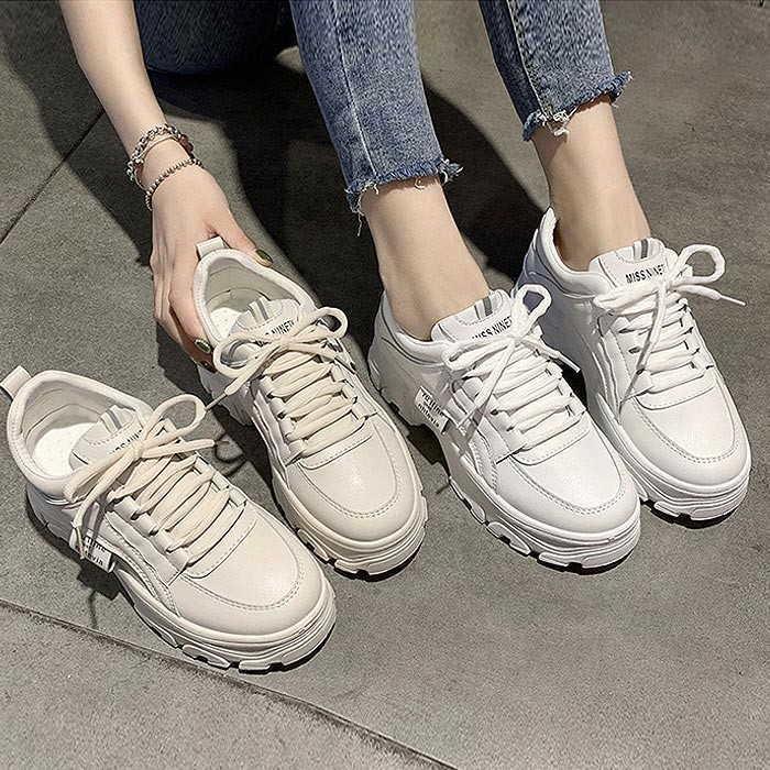 厚底スニーカー ダッドスニーカー ダッドシューズ レースアップ スニーカー 通学 通勤 カジュアル 履きやすい 歩きやすい  靴 |  | 01
