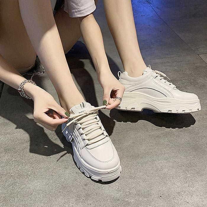 厚底スニーカー ダッドスニーカー ダッドシューズ レースアップ スニーカー 通学 通勤 カジュアル 履きやすい 歩きやすい  靴 |  | 11