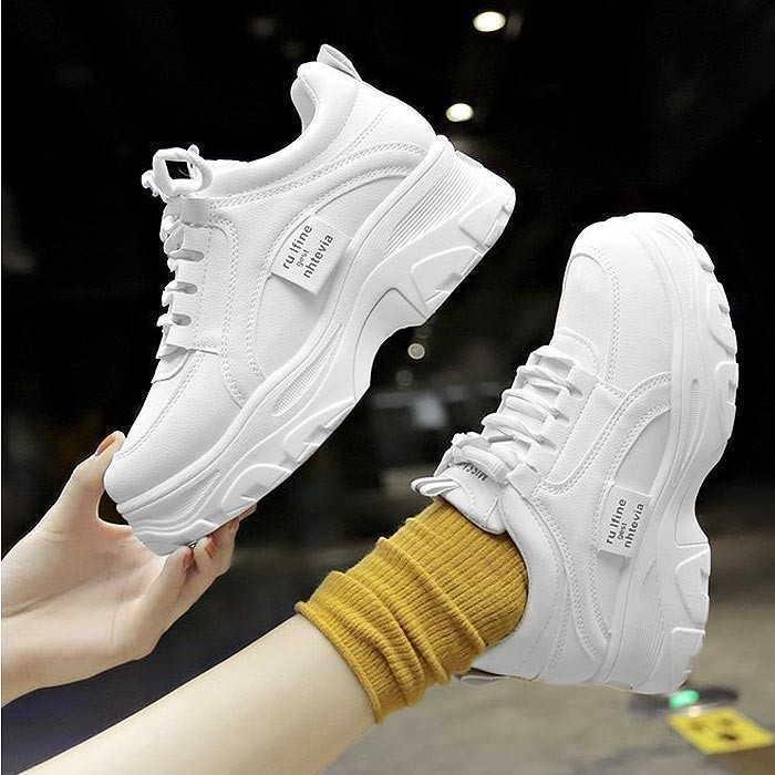 厚底スニーカー ダッドスニーカー ダッドシューズ レースアップ スニーカー 通学 通勤 カジュアル 履きやすい 歩きやすい  靴 |  | 02