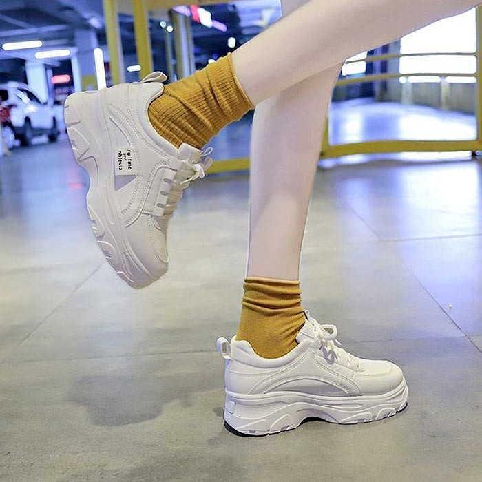 厚底スニーカー ダッドスニーカー ダッドシューズ レースアップ スニーカー 通学 通勤 カジュアル 履きやすい 歩きやすい  靴 |  | 04