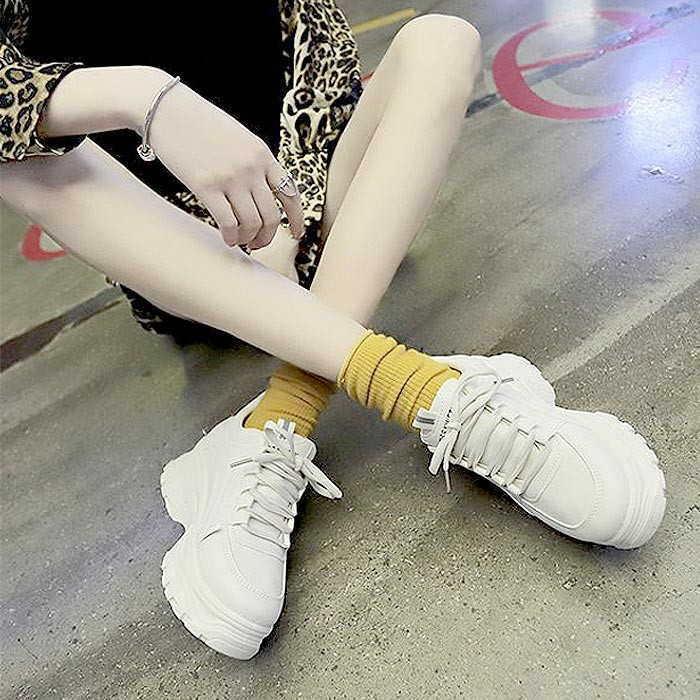 厚底スニーカー ダッドスニーカー ダッドシューズ レースアップ スニーカー 通学 通勤 カジュアル 履きやすい 歩きやすい  靴 |  | 05