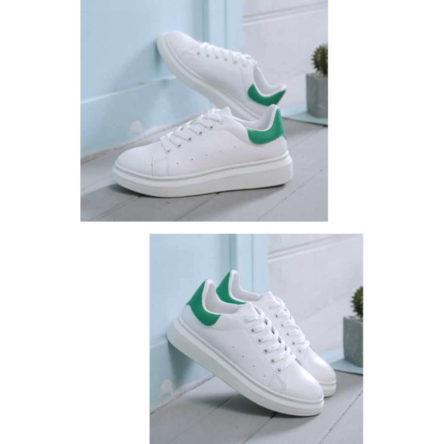 スニーカー レディース  レースアップ おしゃれ 厚底 大きいサイズ 白 バイカラー ローカット 通学 通勤 カジュアル シューズ |  | 13