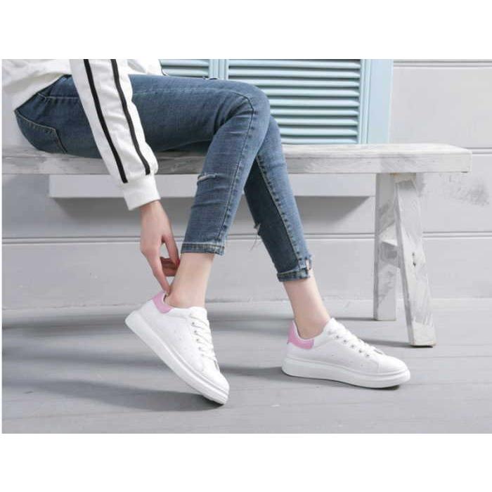 スニーカー レディース  レースアップ おしゃれ 厚底 大きいサイズ 白 バイカラー ローカット 通学 通勤 カジュアル シューズ |  | 03