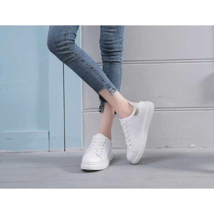 スニーカー レディース  レースアップ おしゃれ 厚底 大きいサイズ 白 バイカラー ローカット 通学 通勤 カジュアル シューズ |  | 06