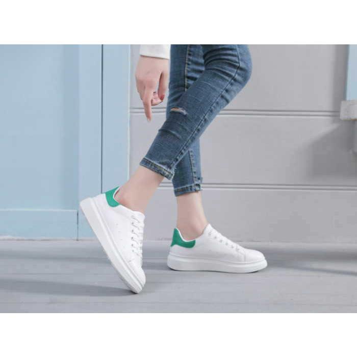 スニーカー レディース  レースアップ おしゃれ 厚底 大きいサイズ 白 バイカラー ローカット 通学 通勤 カジュアル シューズ |  | 07