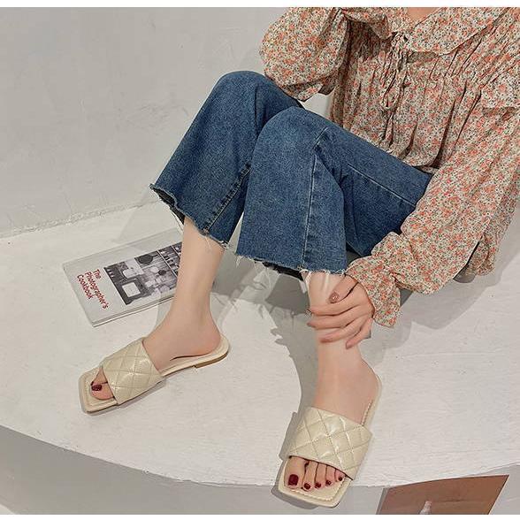 スクエアトゥ キルティング ミュールサンダル レディース スリッパ  カジュアル 歩きやすい 疲れない おしゃれ 可愛い 靴 シューズ |  | 10