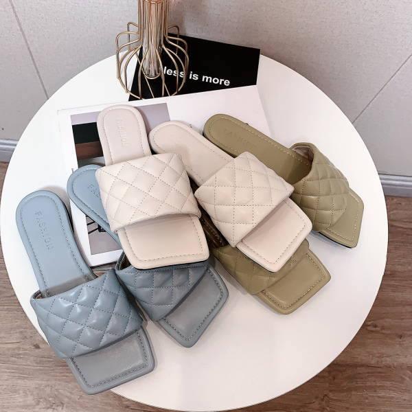 スクエアトゥ キルティング ミュールサンダル レディース スリッパ  カジュアル 歩きやすい 疲れない おしゃれ 可愛い 靴 シューズ |  | 11