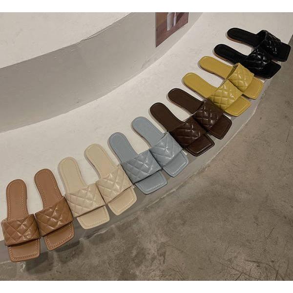 スクエアトゥ キルティング ミュールサンダル レディース スリッパ  カジュアル 歩きやすい 疲れない おしゃれ 可愛い 靴 シューズ |  | 13