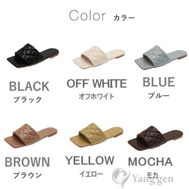 スクエアトゥ キルティング ミュールサンダル レディース スリッパ  カジュアル 歩きやすい 疲れない おしゃれ 可愛い 靴 シューズ |  | 15