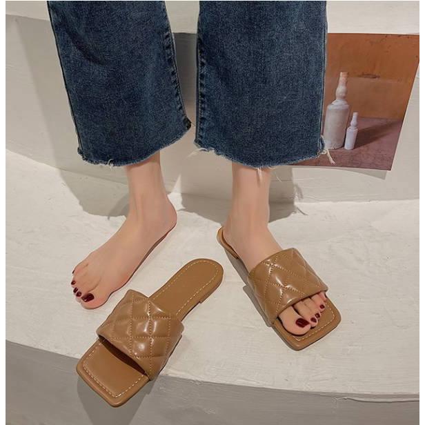 スクエアトゥ キルティング ミュールサンダル レディース スリッパ  カジュアル 歩きやすい 疲れない おしゃれ 可愛い 靴 シューズ |  | 02