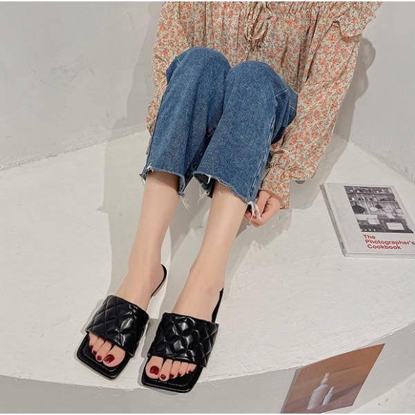 スクエアトゥ キルティング ミュールサンダル レディース スリッパ  カジュアル 歩きやすい 疲れない おしゃれ 可愛い 靴 シューズ |  | 07