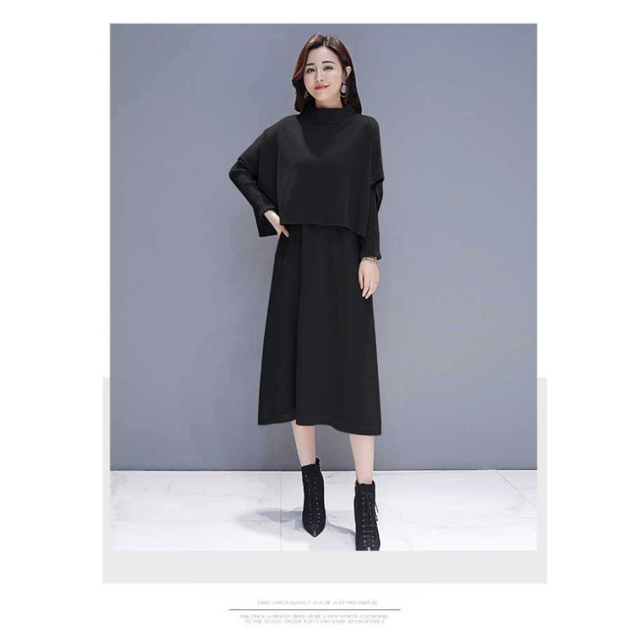 ニットワンピース トップス ロングワンピース 2点セットアップ  ツーピース ニットベスト ジレ 長袖 無地おうちコーデ (アパレル) |  | 09