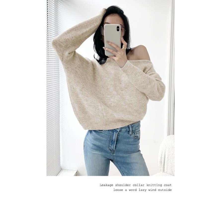ニット セーター オフショルダー 重ね着風 肩魅せ 肩出し ドロップショルダー 長袖 プルオーバー  トップス  春 秋冬 オフショル レディース ワンショル |  | 06