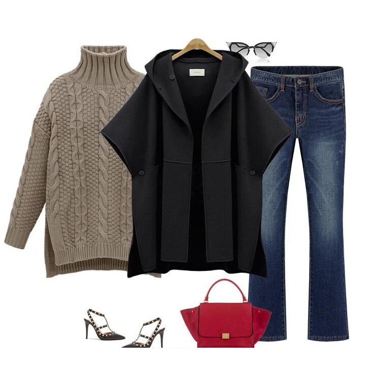 ポンチョ レディース ドロップショルダー フェルト ミディアム丈 コート ゆったり 無地 アウター 体型カバー |  | 03