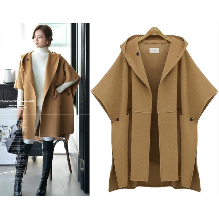 ポンチョ レディース ドロップショルダー フェルト ミディアム丈 コート ゆったり 無地 アウター 体型カバー |  | 04