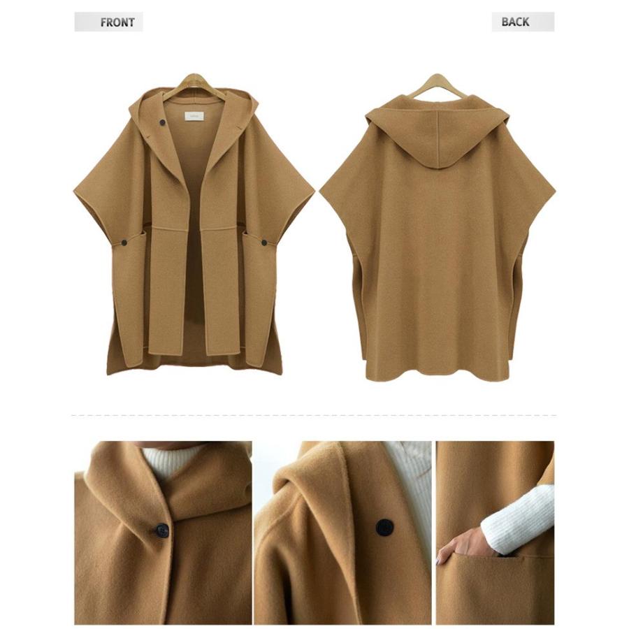ポンチョ レディース ドロップショルダー フェルト ミディアム丈 コート ゆったり 無地 アウター 体型カバー |  | 06