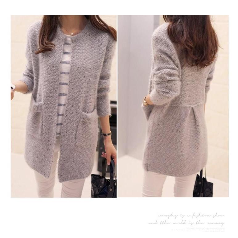 ニット カーディガン レディース ロング丈 ニットカーディガン 丸首 無地 長袖 |  | 12