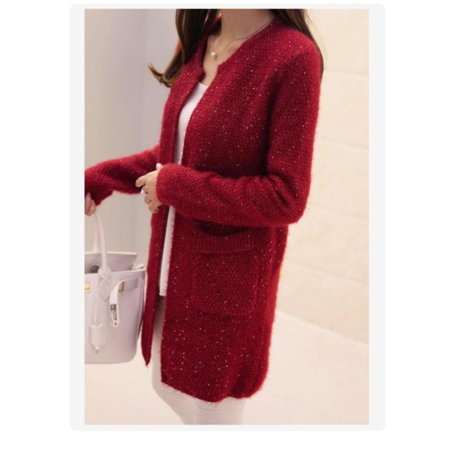 ニット カーディガン レディース ロング丈 ニットカーディガン 丸首 無地 長袖 |  | 14