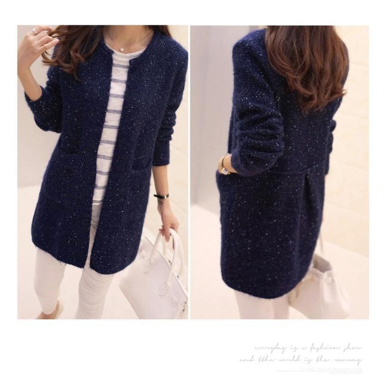 ニット カーディガン レディース ロング丈 ニットカーディガン 丸首 無地 長袖 |  | 18