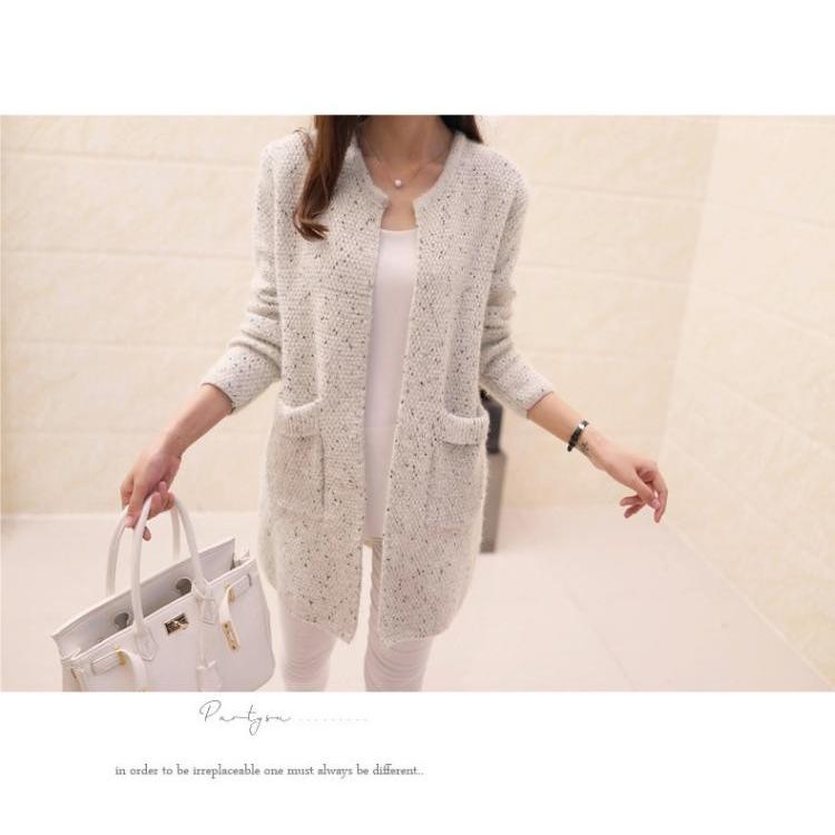 ニット カーディガン レディース ロング丈 ニットカーディガン 丸首 無地 長袖 |  | 04