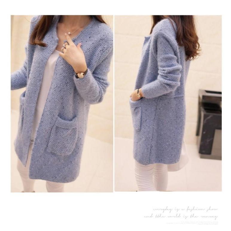 ニット カーディガン レディース ロング丈 ニットカーディガン 丸首 無地 長袖 |  | 09