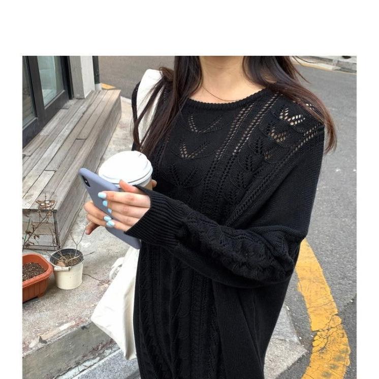 ニット ワンピース  ゆったり 体型カバー マキシ丈ワンピース 無地 ロング丈 オーバーサイズ 長袖 |  | 13