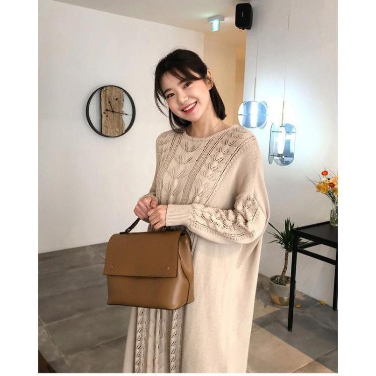 ニット ワンピース  ゆったり 体型カバー マキシ丈ワンピース 無地 ロング丈 オーバーサイズ 長袖 |  | 09