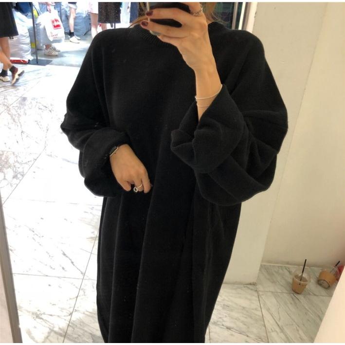 ニットワンピース ロング丈 マキシ丈ワンピース無地 ゆったり オーバーサイズ   レディース |  | 05