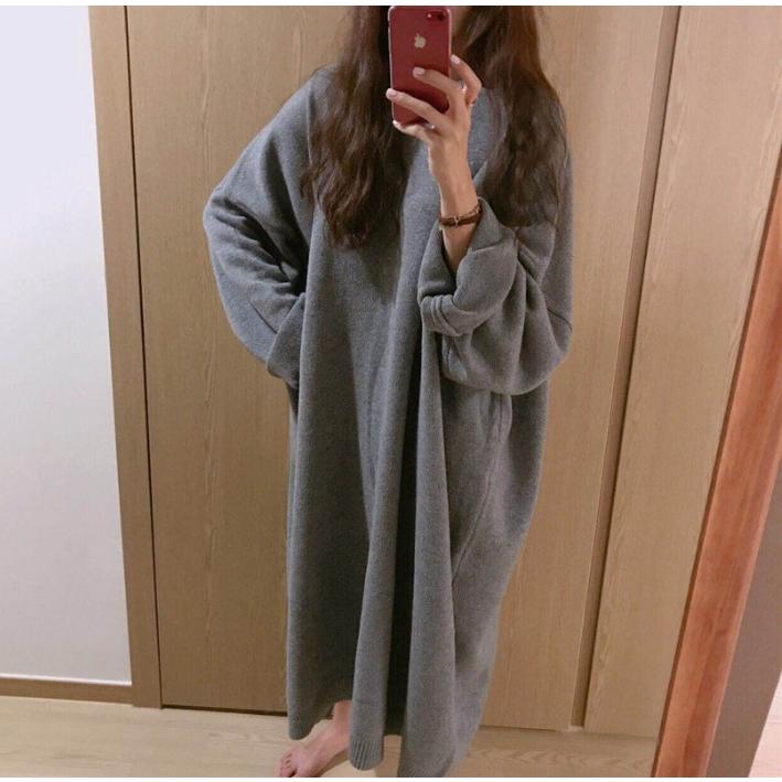 ニットワンピース ロング丈 マキシ丈ワンピース無地 ゆったり オーバーサイズ   レディース |  | 08