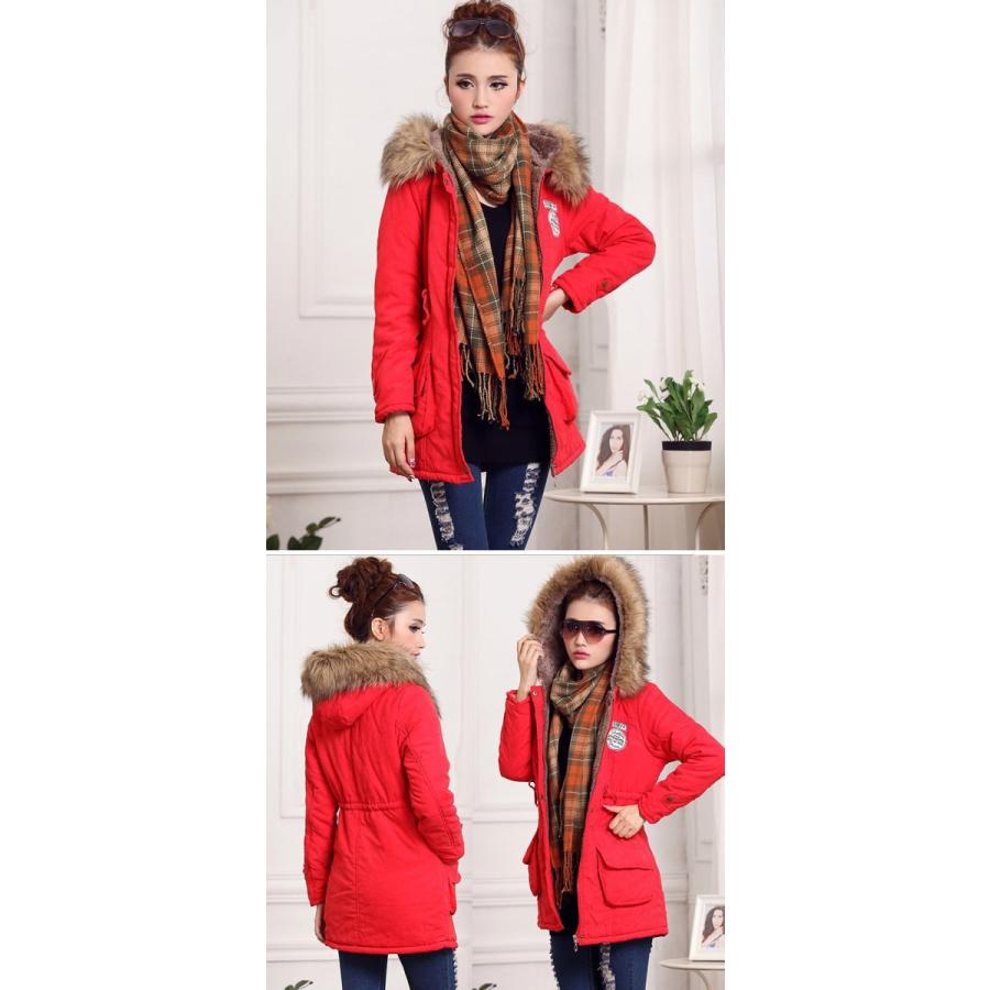 モッズコート ボアコート レディース ロング丈 Aライン ミリタリーコート 裏ボア 裏起毛 厚手 防寒 大きいサイズ  フェイクファー |  | 05