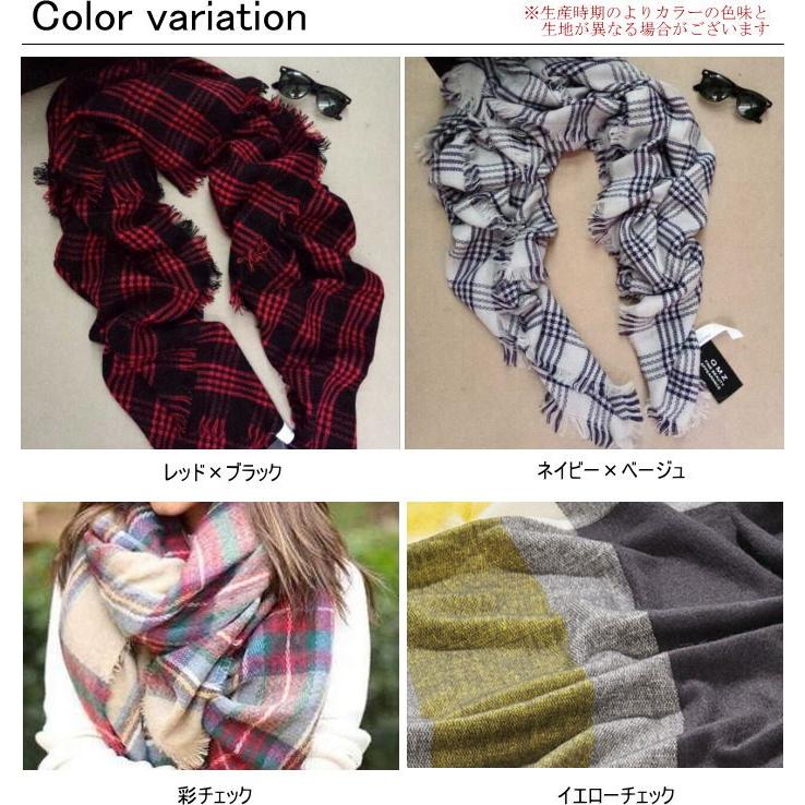 ストール チェック柄 大判 マフラー ショール レディース フリンジ |  | 01