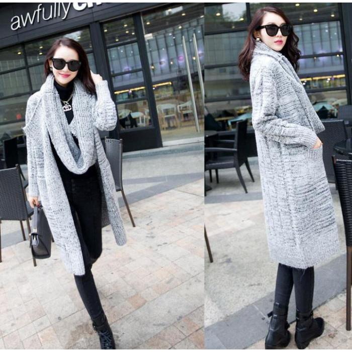 ニット カーディガン  ロング コーディガン  ニットコート ミクス編み レディース 体型カバー |  | 03