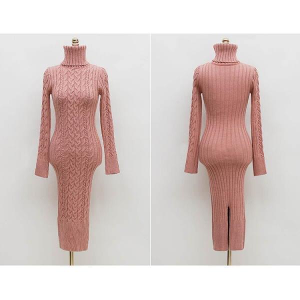 ニットワンピース レディース ロング ハイネック タイト マキシワンピース |  | 12