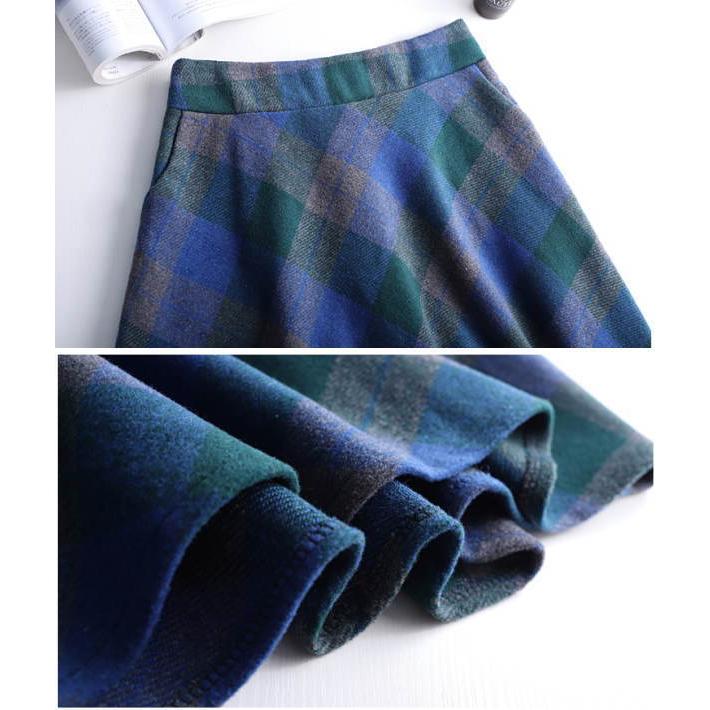 スカート ロング ロングスカート チェック柄  レディース マキシ 厚手 ミモレ丈 ミディアム丈 膝丈 Aライン フレアスカート ウエストゴム 春 秋冬 |  | 14