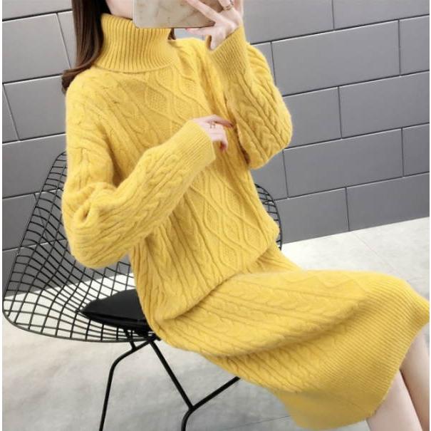 ニットワンピース レディース ミディアム丈 膝丈 ロング丈 長袖  タイト ケーブル編み タートル襟 タートルハイネック カジュアル ニット 暖かい スタンドカラー |  | 11