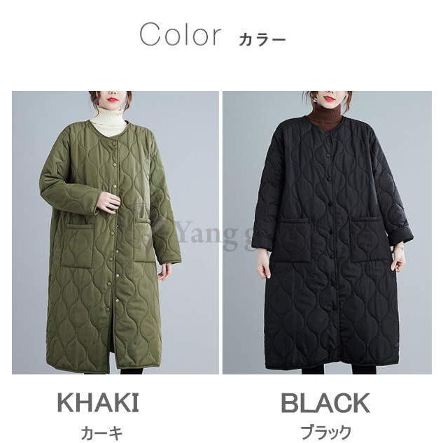 キルティング コート レディース ロング丈 中綿コート ジャケット アウター あたたかい  大きいサイズ S M L 軽い 温かい 軽量 おしゃれ  シルエット |  | 09