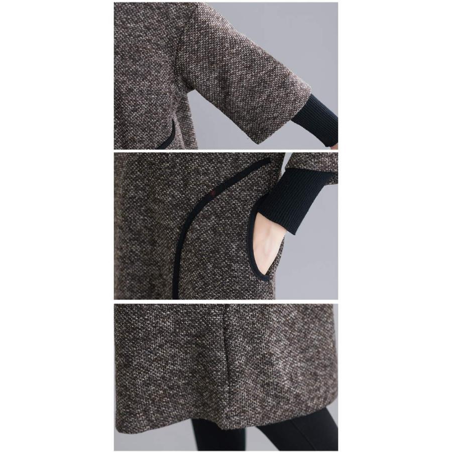 ニットワンピース レディース ロング タートルハイネック フード付き パーカーワンピ カジュアル ニット 暖かい 変形デザインスタンドカラー  秋(アパレル)宅 |  | 10