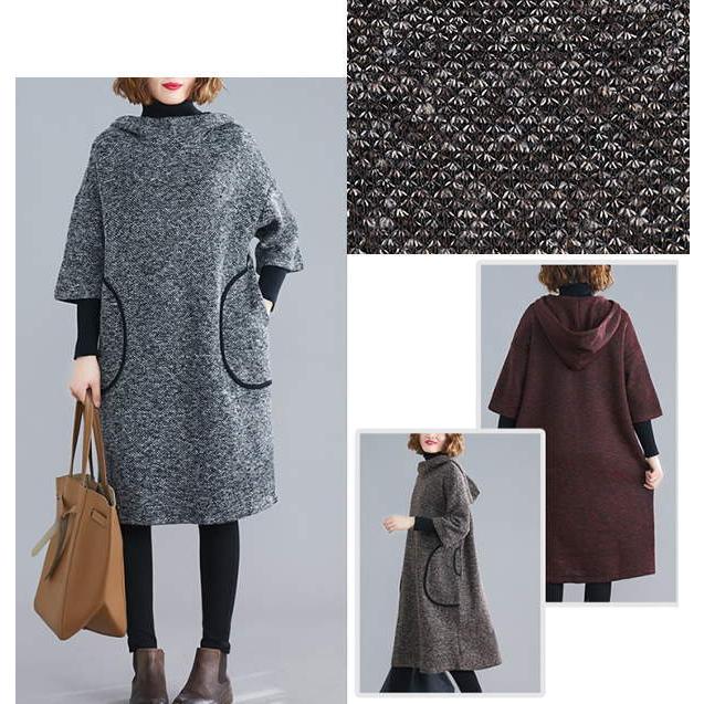 ニットワンピース レディース ロング タートルハイネック フード付き パーカーワンピ カジュアル ニット 暖かい 変形デザインスタンドカラー  秋(アパレル)宅 |  | 09