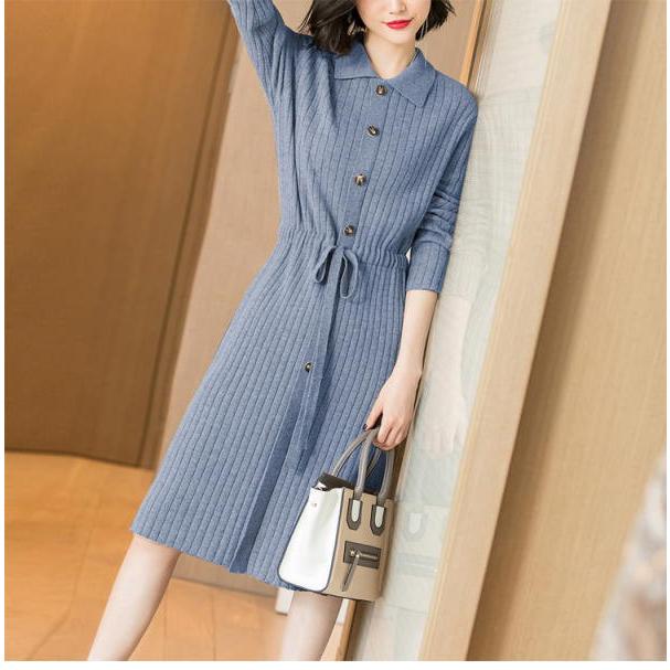 ニットワンピース ケーブル編み ハイネック  Aライン  長袖 ロングカーディガン レディース |  | 07