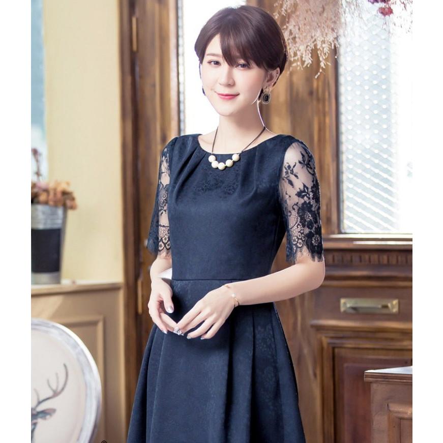 ドレス ワンピース Aライン 肩レース パーティードレス 五分袖 レース シースルー きれいめ 結婚式 レディース 七五三 成人式 卒業式 入学式 e Yang Gen 通販 Yahoo ショッピング