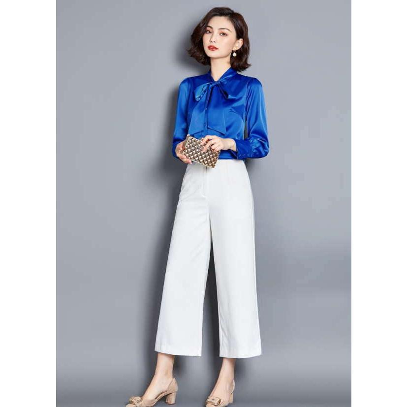 シャツ ブラウス レディース シフォン ボウタイ リボン 長袖 無地 トップス きれいめ tシャツ Tシャツ |  | 03