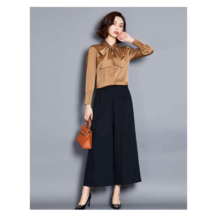 シャツ ブラウス レディース シフォン ボウタイ リボン 長袖 無地 トップス きれいめ tシャツ Tシャツ |  | 09