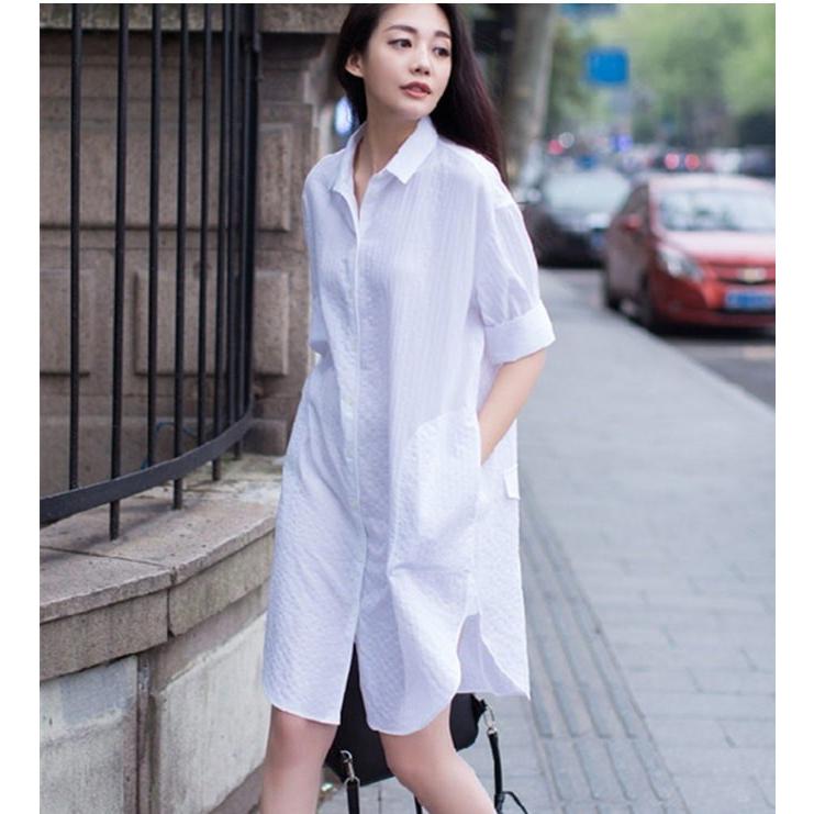 Tシャツ Tシャツ シャツ ブラウス レディース チュニックシャツ ロングシャツ 無地 半袖 ホワイト 白 ロング丈 Yang Gen 通販 Yahoo ショッピング