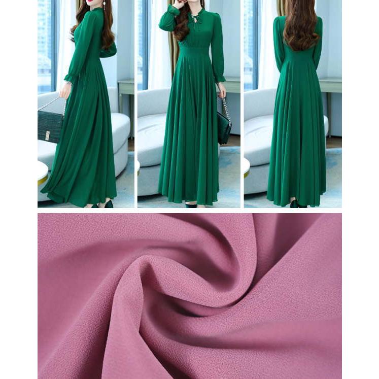 ワンピース パーティードレス ロング カシュクール  シフォン ドレープ マキシ丈 ワンピース 長袖 半袖 レディース |  | 11