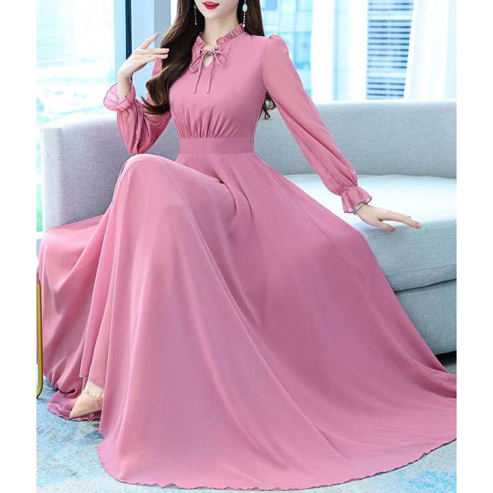 ワンピース パーティードレス ロング カシュクール  シフォン ドレープ マキシ丈 ワンピース 長袖 半袖 レディース |  | 12