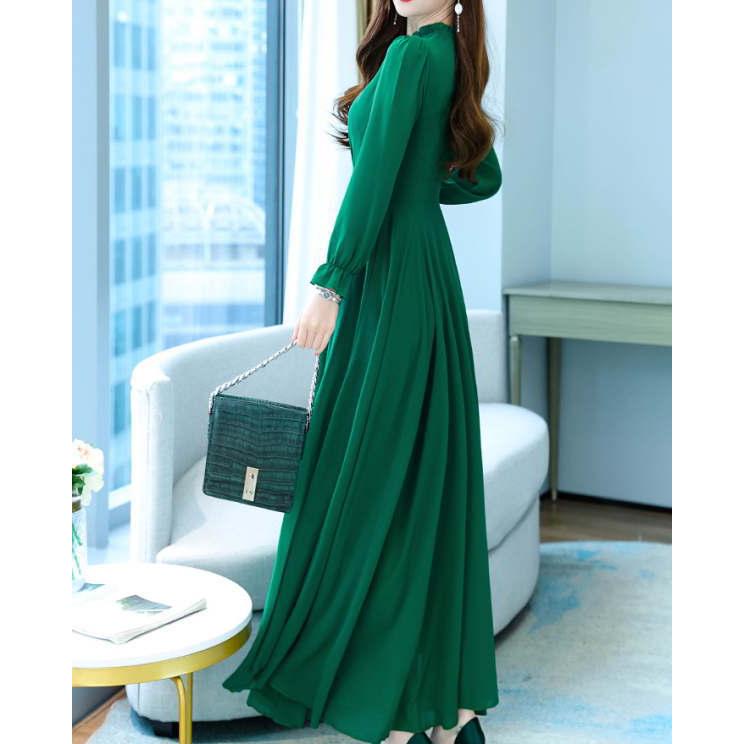 ワンピース パーティードレス ロング カシュクール  シフォン ドレープ マキシ丈 ワンピース 長袖 半袖 レディース |  | 14