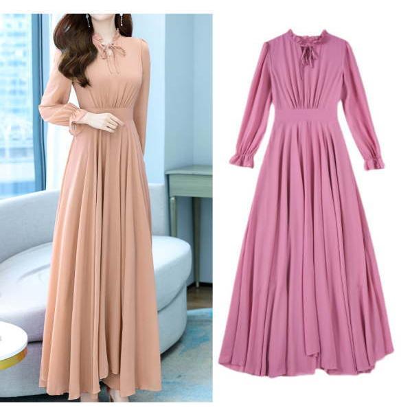 ワンピース パーティードレス ロング カシュクール  シフォン ドレープ マキシ丈 ワンピース 長袖 半袖 レディース |  | 15