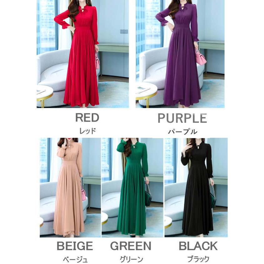 ワンピース パーティードレス ロング カシュクール  シフォン ドレープ マキシ丈 ワンピース 長袖 半袖 レディース |  | 05