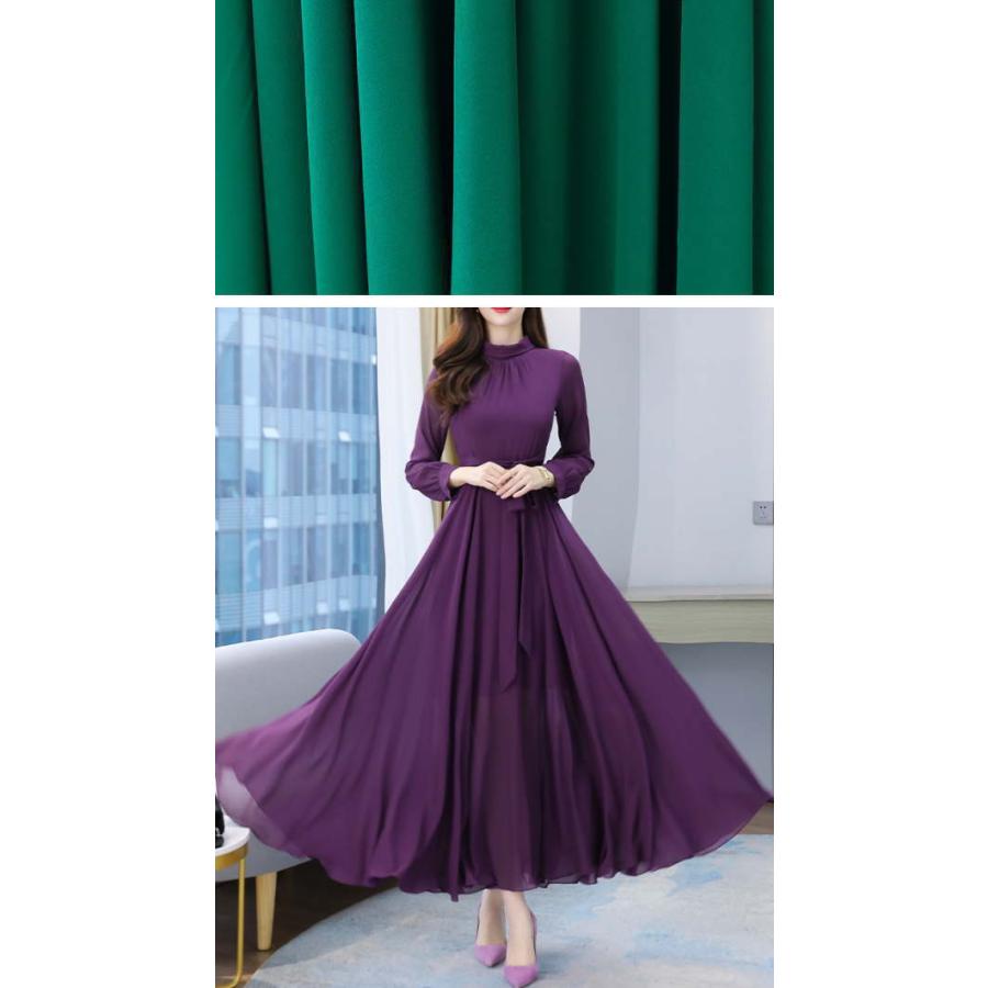 ワンピース パーティードレス ロング カシュクール  シフォン ドレープ マキシ丈 ワンピース 長袖 半袖 レディース |  | 07