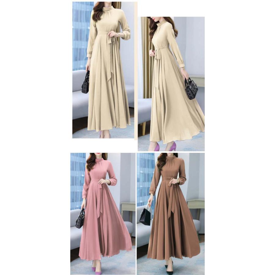 ワンピース パーティードレス ロング カシュクール  シフォン ドレープ マキシ丈 ワンピース 長袖 半袖 レディース |  | 08